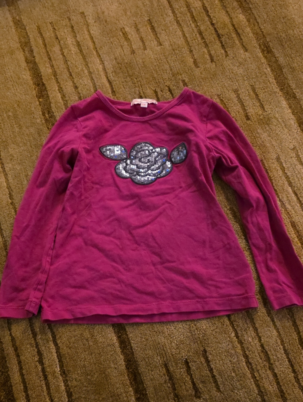 5/25 Girls' Magenta Long-Sleeve Top with Sequin Rose